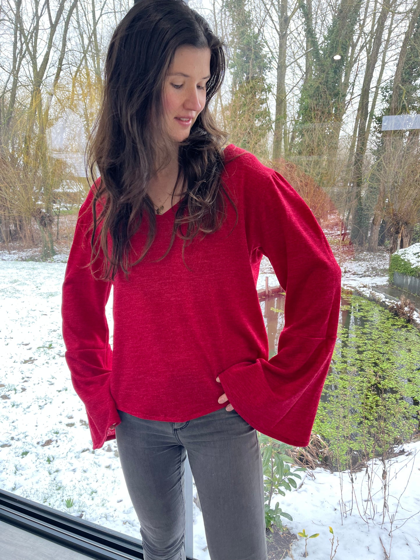 GG041: Red Magenta Boho Blouse