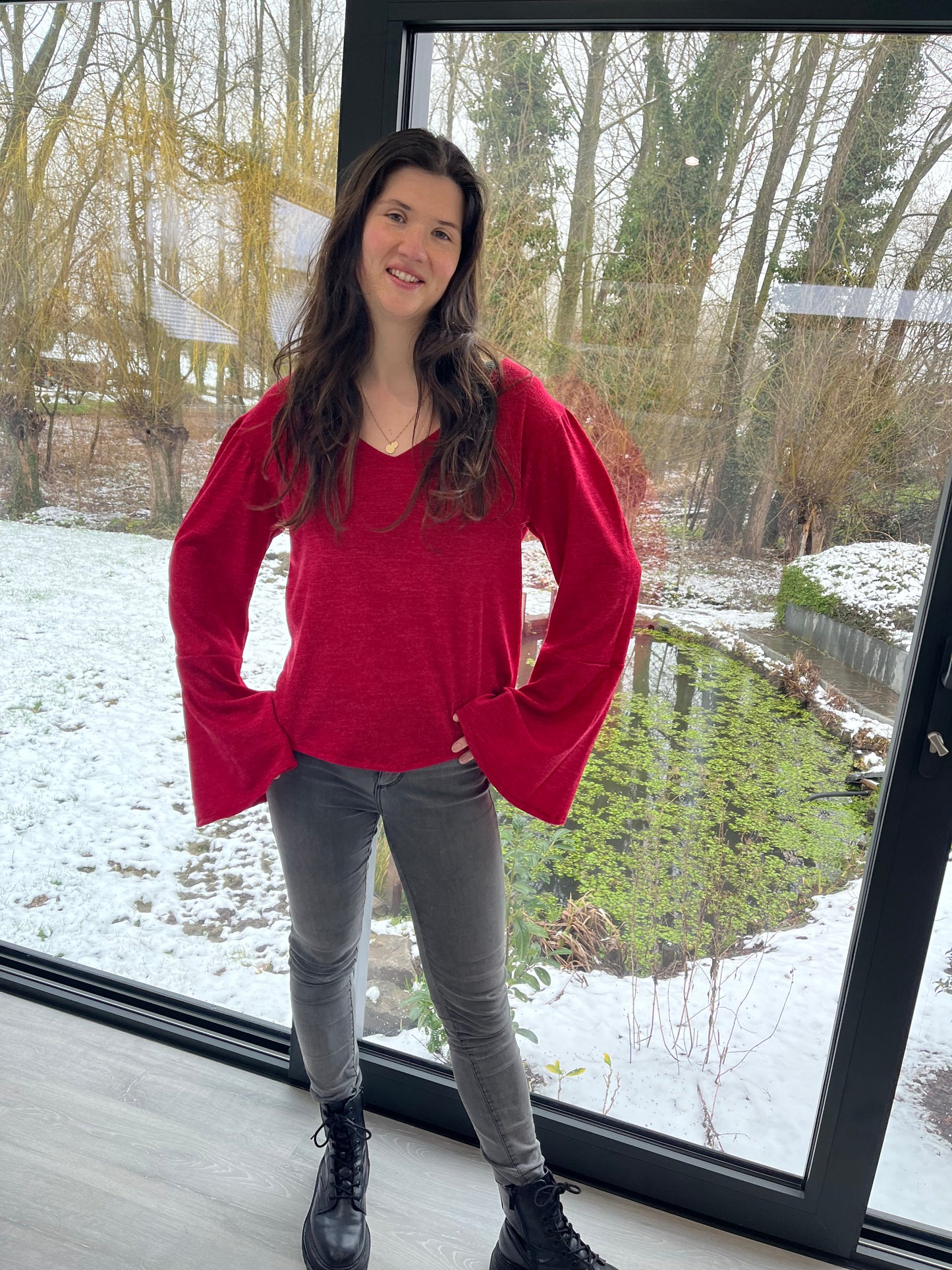 GG041: Red Magenta Boho Blouse
