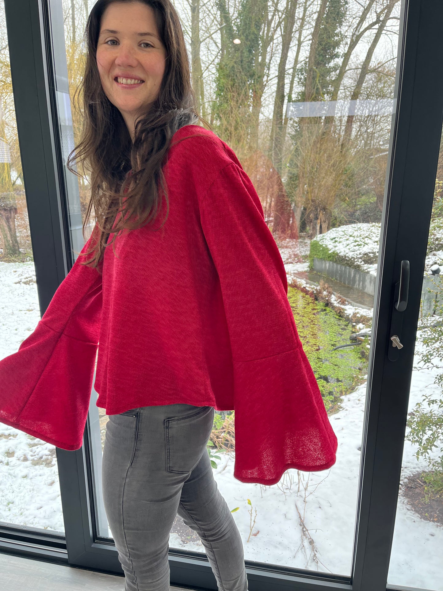 GG041: Red Magenta Boho Blouse