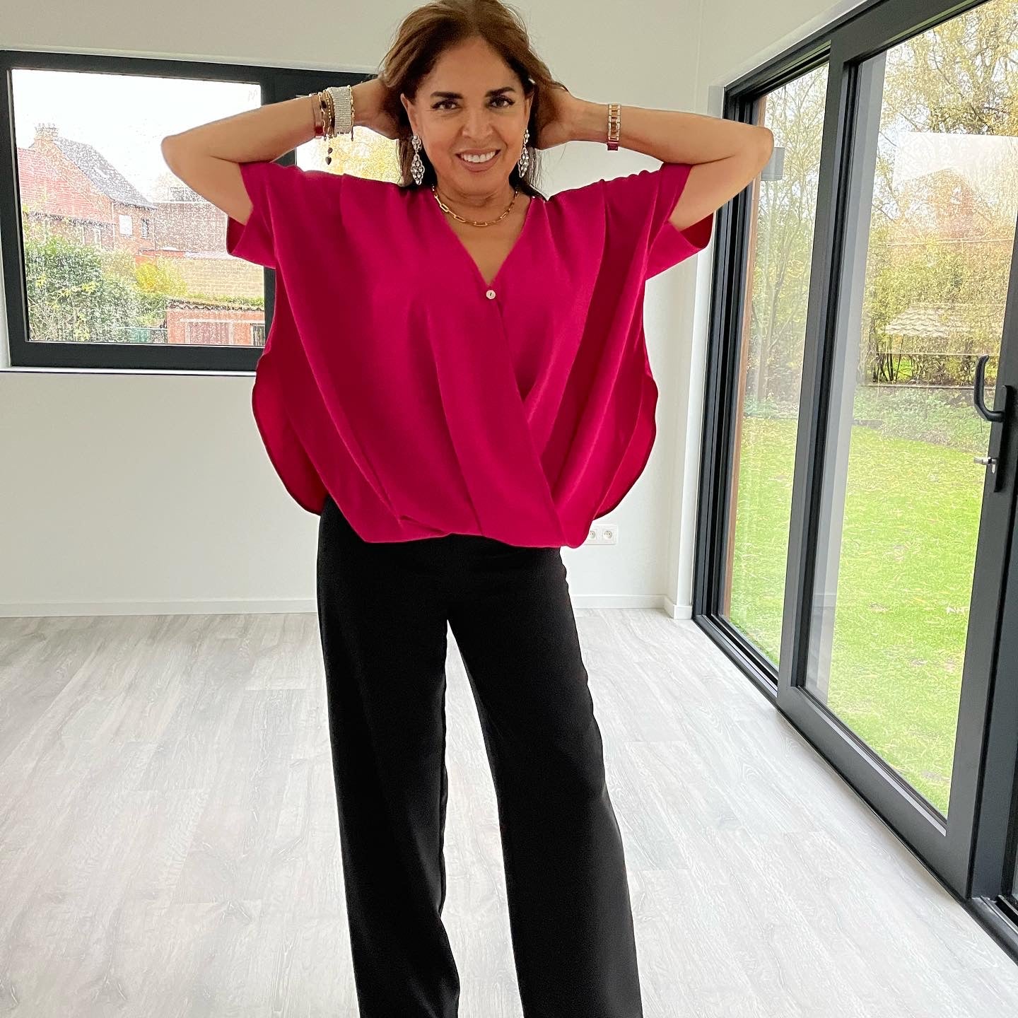 GG002: Fuchsia Crossed Blouse