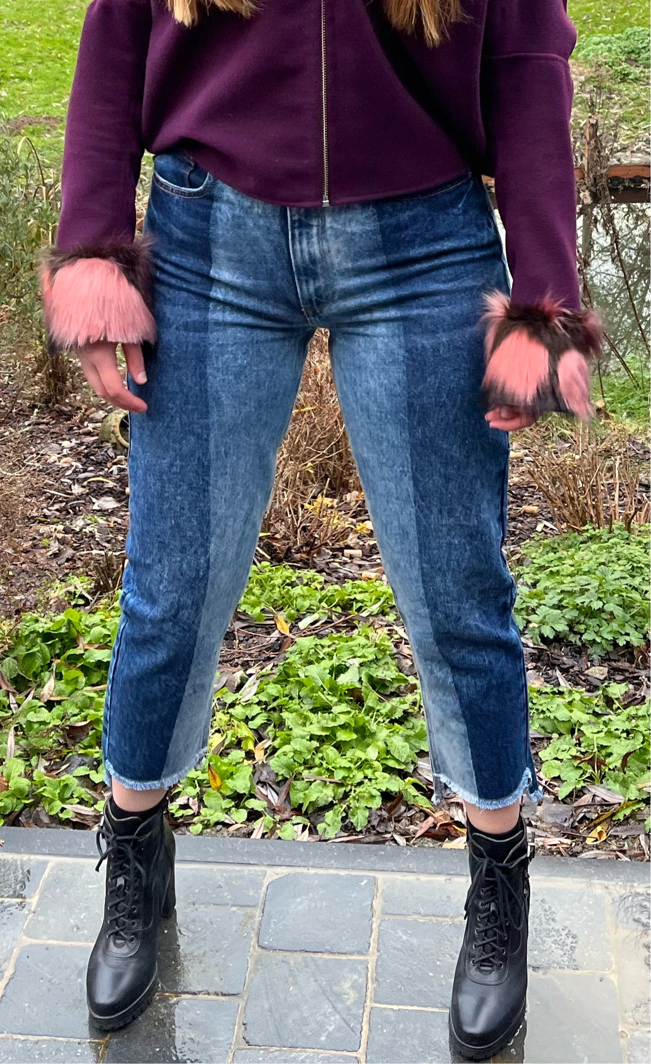 GG015: Gradient Vertical Bicolor Jeans