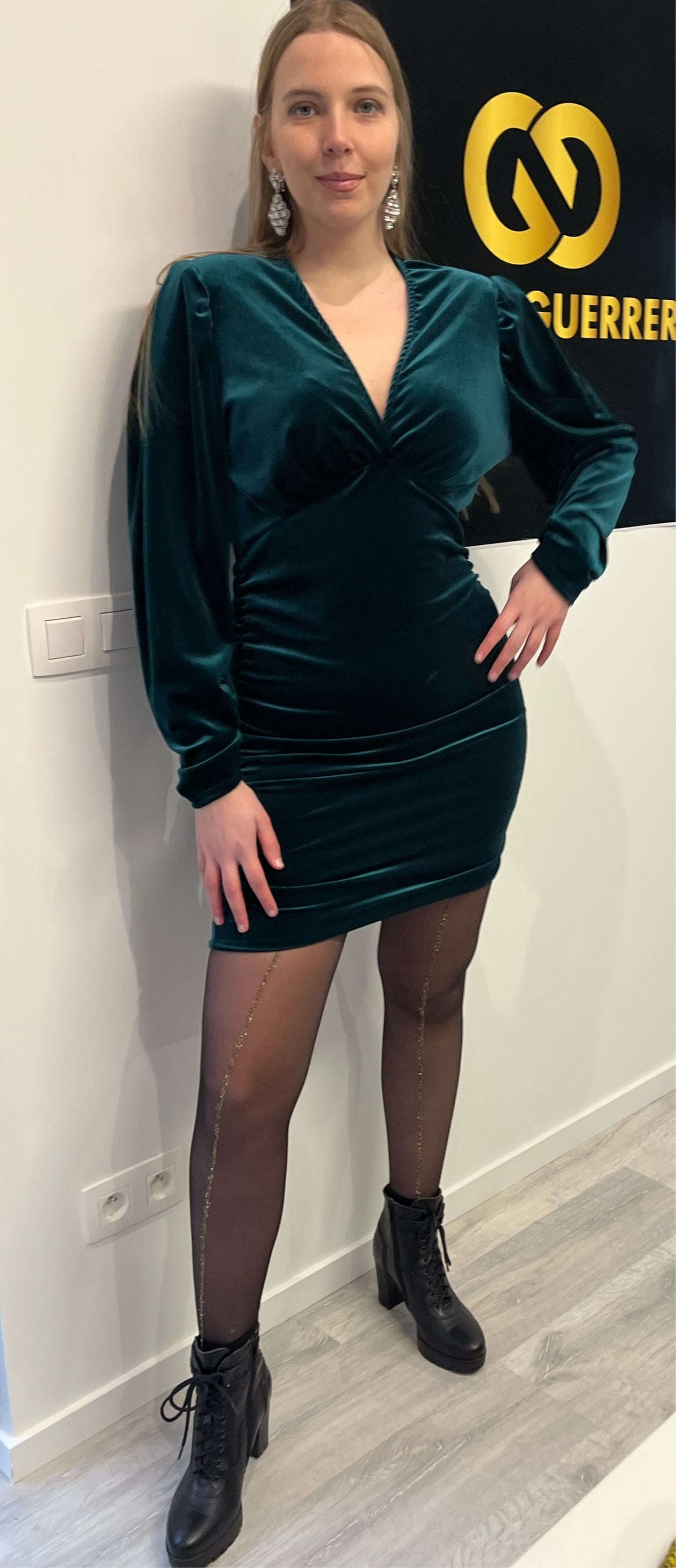 GG024: Velvet Green Dress