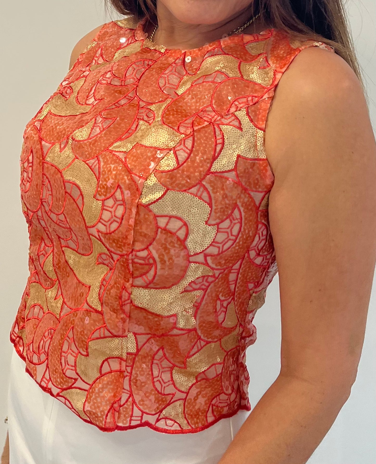 GG029: Orange and Gold Blouse